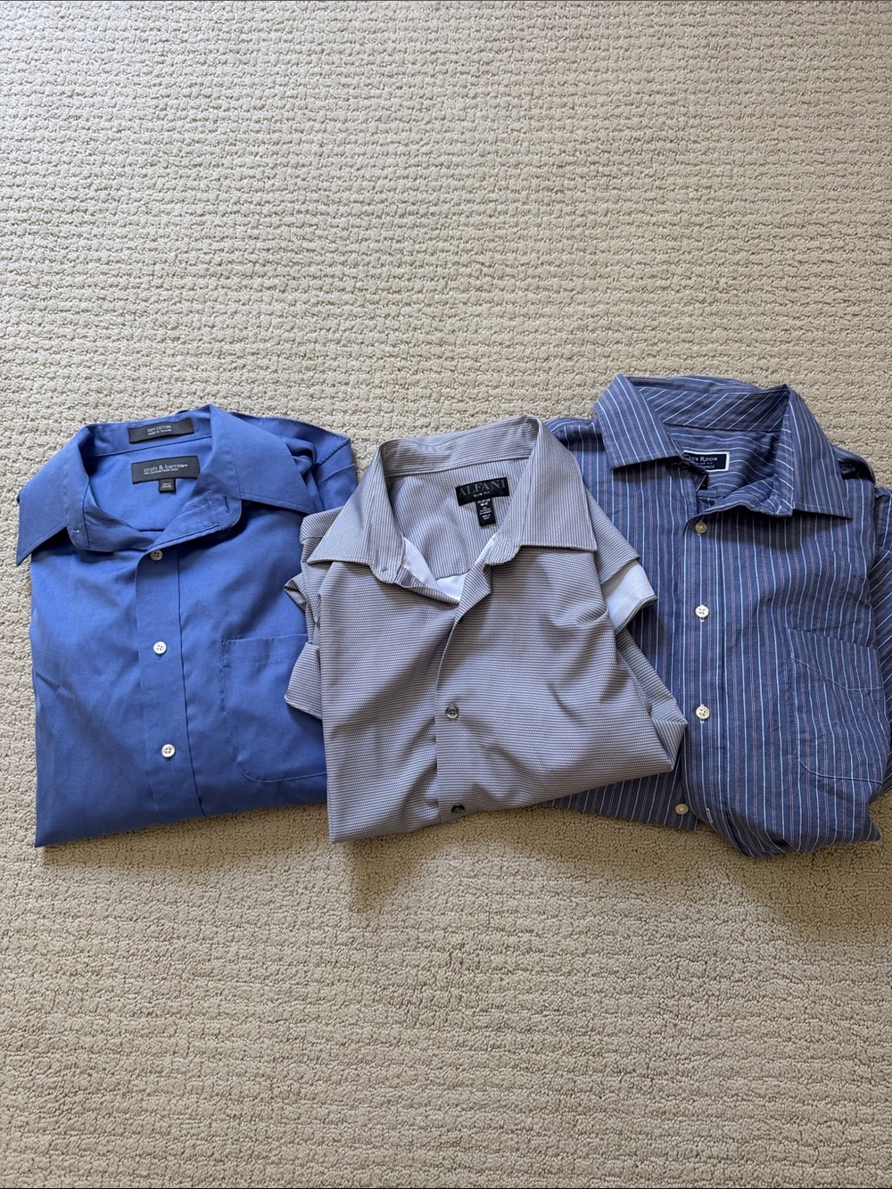 Alfani Men's Blue, Light Blue & Navy Striped Dress Shirt Set Lot of 3